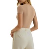 image:imageMANGOPOP Womens Crew Neck Short Sleeve Bodysuit Long Sleeve Body Suit T Shirts Basic Slim Fitted TopsD Short Sleeves Light Camel