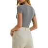 image:imageMANGOPOP Womens Crew Neck Short Sleeve Bodysuit Long Sleeve Body Suit T Shirts Basic Slim Fitted TopsD Short Sleeves Light Grey