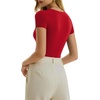 image:imageMANGOPOP Womens Crew Neck Short Sleeve Bodysuit Long Sleeve Body Suit T Shirts Basic Slim Fitted TopsD Short Sleeves Red