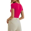 image:imageMANGOPOP Womens Crew Neck Short Sleeve Bodysuit Long Sleeve Body Suit T Shirts Basic Slim Fitted TopsD Short Sleeves Rose Pink