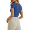 image:imageMANGOPOP Womens Crew Neck Short Sleeve Bodysuit Long Sleeve Body Suit T Shirts Basic Slim Fitted TopsD Short Sleeves Royal Blue