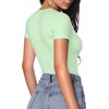 image:imageMANGOPOP Womens Crew Neck Short Sleeve Bodysuit Long Sleeve Body Suit T Shirts Basic Slim Fitted TopsD12 Short Sleeves Fern Green