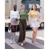 image:imageMANGOPOP Womens Crew Neck Short Sleeve Bodysuit Long Sleeve Body Suit T Shirts Basic Slim Fitted TopsE16 Long Sleeve Red