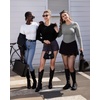 image:imageMANGOPOP Womens Crew Neck Short Sleeve Bodysuit Long Sleeve Body Suit T Shirts Basic Slim Fitted TopsE4 Long Sleeve Camel