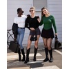 image:imageMANGOPOP Womens Crew Neck Short Sleeve Bodysuit Long Sleeve Body Suit T Shirts Basic Slim Fitted TopsF3 BlackWhite