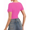 image:imageMANGOPOP Womens Cross Wrap Ruched Plunge Sexy Deep V Neck Slim Fit Short Sleeve T Shirt Tunic Tops TeeBlush