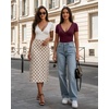 image:imageMANGOPOP Womens Cross Wrap Ruched Plunge Sexy Deep V Neck Slim Fit Short Sleeve T Shirt Tunic Tops TeeBurgundy