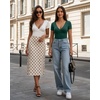 image:imageMANGOPOP Womens Cross Wrap Ruched Plunge Sexy Deep V Neck Slim Fit Short Sleeve T Shirt Tunic Tops TeeGreen