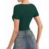 image:imageMANGOPOP Womens Cross Wrap Ruched Plunge Sexy Deep V Neck Slim Fit Short Sleeve T Shirt Tunic Tops TeeGreen