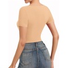 image:imageMANGOPOP Womens Cross Wrap Ruched Plunge Sexy Deep V Neck Slim Fit Short Sleeve T Shirt Tunic Tops TeeNude