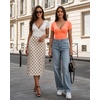 image:imageMANGOPOP Womens Cross Wrap Ruched Plunge Sexy Deep V Neck Slim Fit Short Sleeve T Shirt Tunic Tops TeePink Orange