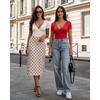 image:imageMANGOPOP Womens Cross Wrap Ruched Plunge Sexy Deep V Neck Slim Fit Short Sleeve T Shirt Tunic Tops TeeRed
