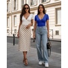 image:imageMANGOPOP Womens Cross Wrap Ruched Plunge Sexy Deep V Neck Slim Fit Short Sleeve T Shirt Tunic Tops TeeVivid Blue