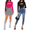 image:imageMANGOPOP Womens Cutout Front Long Sleeve Short Sleeve Bodysuit Round Neck Body Suits Sexy Going Out Fall TopsLong Sleeve Rose Pink
