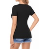 image:imageMANGOPOP Womens Deep V Neck Short Sleeve Slim Fit T Shirt Tops TeeA01black