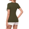 image:imageMANGOPOP Womens Deep V Neck Short Sleeve Slim Fit T Shirt Tops TeeArmy Green