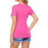 image:imageMANGOPOP Womens Deep V Neck Short Sleeve Slim Fit T Shirt Tops TeeBlush