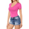 image:imageMANGOPOP Womens Deep V Neck Short Sleeve Slim Fit T Shirt Tops TeeBlush