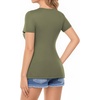 image:imageMANGOPOP Womens Deep V Neck Short Sleeve Slim Fit T Shirt Tops TeeDeep Brown