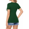image:imageMANGOPOP Womens Deep V Neck Short Sleeve Slim Fit T Shirt Tops TeeDeep Green
