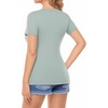 image:imageMANGOPOP Womens Deep V Neck Short Sleeve Slim Fit T Shirt Tops TeeElephant Grey