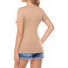 image:imageMANGOPOP Womens Deep V Neck Short Sleeve Slim Fit T Shirt Tops TeeLatte