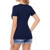 image:imageMANGOPOP Womens Deep V Neck Short Sleeve Slim Fit T Shirt Tops TeeNavy Blue