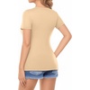 image:imageMANGOPOP Womens Deep V Neck Short Sleeve Slim Fit T Shirt Tops TeeNude