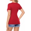 image:imageMANGOPOP Womens Deep V Neck Short Sleeve Slim Fit T Shirt Tops TeeRed