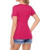 image:imageMANGOPOP Womens Deep V Neck Short Sleeve Slim Fit T Shirt Tops TeeRose Pink