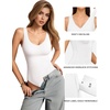 image:imageMANGOPOP Womens Deep V Neck Tank Top Bodysuit Sexy Thong Double Lined Body Suit Sleeveless Backless Plunge Going Out Tops02 White
