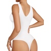 image:imageMANGOPOP Womens Deep V Neck Tank Top Bodysuit Sexy Thong Double Lined Body Suit Sleeveless Backless Plunge Going Out Tops02 White
