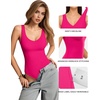 image:imageMANGOPOP Womens Deep V Neck Tank Top Bodysuit Sexy Thong Double Lined Body Suit Sleeveless Backless Plunge Going Out Tops05 Barbie Pink