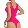 image:imageMANGOPOP Womens Deep V Neck Tank Top Bodysuit Sexy Thong Double Lined Body Suit Sleeveless Backless Plunge Going Out Tops05 Barbie Pink