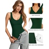 image:imageMANGOPOP Womens Deep V Neck Tank Top Bodysuit Sexy Thong Double Lined Body Suit Sleeveless Backless Plunge Going Out Tops06 Deep Green