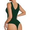 image:imageMANGOPOP Womens Deep V Neck Tank Top Bodysuit Sexy Thong Double Lined Body Suit Sleeveless Backless Plunge Going Out Tops06 Deep Green