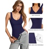 image:imageMANGOPOP Womens Deep V Neck Tank Top Bodysuit Sexy Thong Double Lined Body Suit Sleeveless Backless Plunge Going Out Tops07 Deep Blue