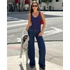 image:imageMANGOPOP Womens Deep V Neck Tank Top Bodysuit Sexy Thong Double Lined Body Suit Sleeveless Backless Plunge Going Out Tops07 Deep Blue