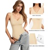 image:imageMANGOPOP Womens Deep V Neck Tank Top Bodysuit Sexy Thong Double Lined Body Suit Sleeveless Backless Plunge Going Out Tops10 Khaki