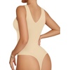 image:imageMANGOPOP Womens Deep V Neck Tank Top Bodysuit Sexy Thong Double Lined Body Suit Sleeveless Backless Plunge Going Out Tops10 Khaki