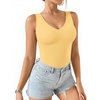 image:imageMANGOPOP Womens Deep V Neck Tank Top Bodysuit Sexy Thong Double Lined Body Suit Sleeveless Backless Plunge Going Out Tops11 Bright Yellow