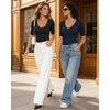 image:imageMANGOPOP Womens Half Sleeve Scoop Neck Top Mid Elbow 34 Sleeve T Shirts Going Out Casual Trendy 2026Deep Blue