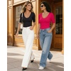 image:imageMANGOPOP Womens Half Sleeve Scoop Neck Top Mid Elbow 34 Sleeve T Shirts Going Out Casual Trendy 2026Rose Pink