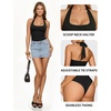 image:imageMANGOPOP Womens Halter Scoop Neck Bodysuit Sexy Backless Double Lined Sleeveless Thong Body Suits Fitted Going Out Top 202601 Black
