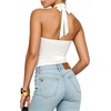 image:imageMANGOPOP Womens Halter Scoop Neck Bodysuit Sexy Backless Double Lined Sleeveless Thong Body Suits Fitted Going Out Top 202602 White