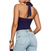 image:imageMANGOPOP Womens Halter Scoop Neck Bodysuit Sexy Backless Double Lined Sleeveless Thong Body Suits Fitted Going Out Top 2026Deep Blue
