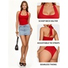 image:imageMANGOPOP Womens Halter Scoop Neck Bodysuit Sexy Backless Double Lined Sleeveless Thong Body Suits Fitted Going Out Top 2026Red