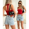 image:imageMANGOPOP Womens Halter Scoop Neck Bodysuit Sexy Backless Double Lined Sleeveless Thong Body Suits Fitted Going Out Top 2026Red