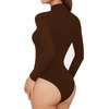 image:imageMANGOPOP Womens Long Sleeve Thermal Fleece Bodysuit Mock Turtle Neck Body Suit Slim Warm Base Layer Tops Fall Outfits 2025Coffee