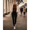image:imageMANGOPOP Womens Long Sleeve Thermal Fleece Bodysuit Mock Turtle Neck Body Suit Slim Warm Base Layer Tops Fall Outfits 2025Coffee
